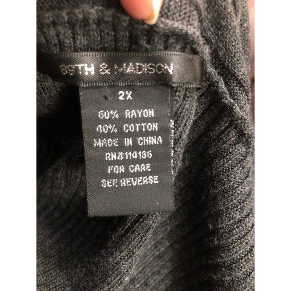 89th & Madison Ribbed knit Cardigan, Asymetrical Sides, Smoky Grey 2XL - Picture 7 of 7